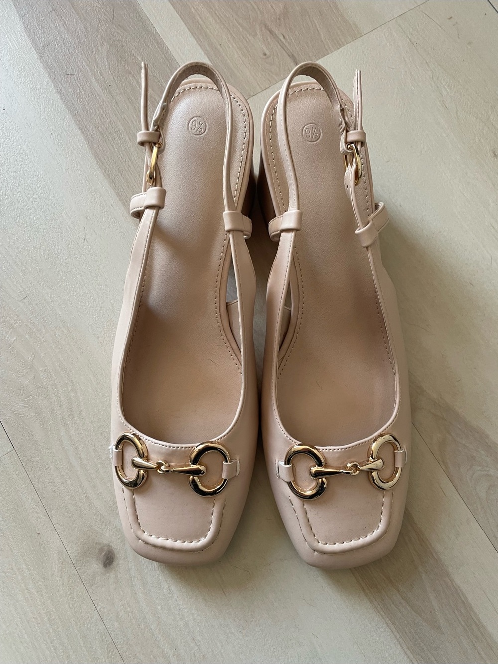 Women's Nude Slingback Loafers with Gold Horsebit